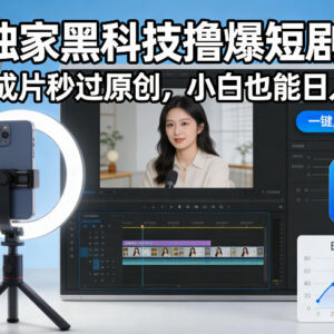 短剧一键成片秒过原创玩法 零基础小白可上手的创收项目-雨叶虚拟资源网