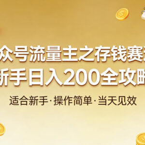公众号流量主存钱赛道运营指南 新手低门槛入局单日可赚200元-雨叶虚拟资源网