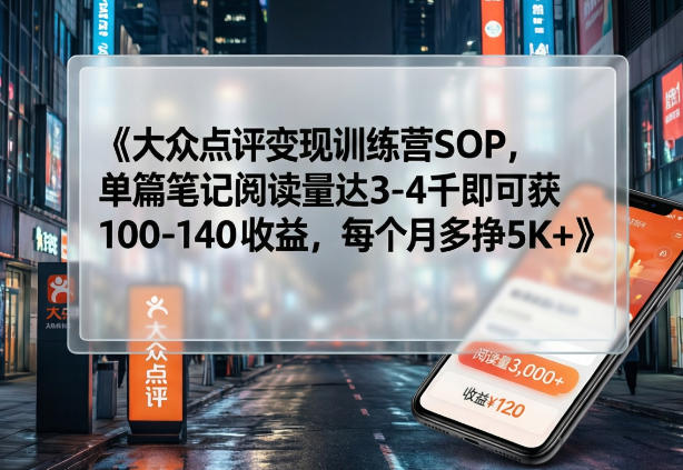 大众点评变现训练营SOP 发布探店笔记单月可额外增收5千+