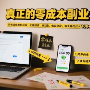 正规零成本问卷调查副业操作方法 无门槛可稳定日入百元-雨叶虚拟资源网