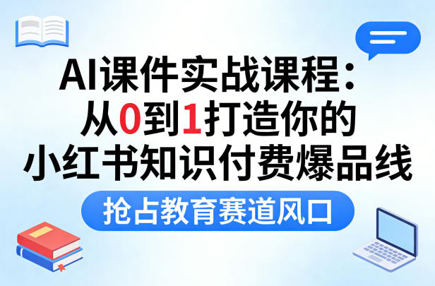 AI课件实战课程 从0到1搭建小红书知识付费爆品线实操教程
