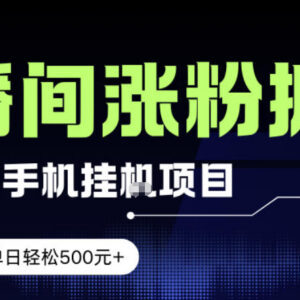 2024电脑手机直播涨粉挂机项目详解 新手操作单日可赚500元-雨叶虚拟资源网