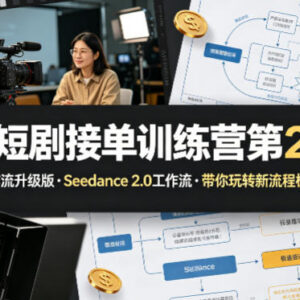 AI短剧接单训练营第2期 Seedance2.0升级版3+2工作流实操教学-雨叶虚拟资源网