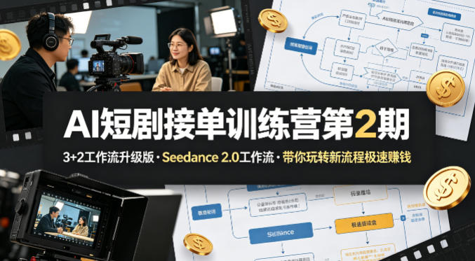 AI短剧接单训练营第2期 Seedance2.0升级版3+2工作流实操教学