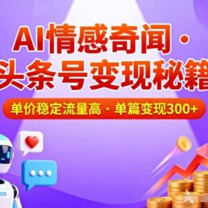 头条号AI情感奇闻内容运营方法 流量稳定收益高易上手-雨叶虚拟资源网