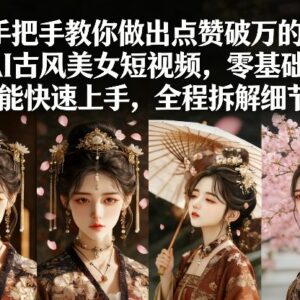零基础AI古风美女短视频制作教程 全流程拆解爆款创作技巧-雨叶虚拟资源网