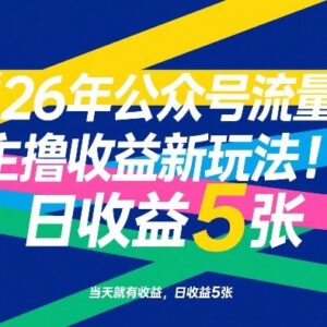 2026年公众号流量主收益新玩法 低门槛操作当天即可产生收益-雨叶虚拟资源网