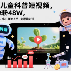 AI赋能儿童科普短视频项目 小白易上手可实现涨粉带货变现-雨叶虚拟资源网