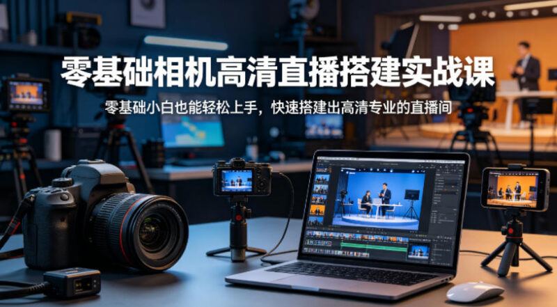 零基础相机高清直播间搭建实战课 小白轻松上手快速搭建专业直播间