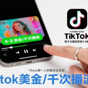 TikTok中视频计划实操教程 第一人称解说流程及收益规则详解-雨叶虚拟资源网