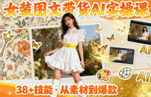 女装图文带货AI实操课 38项技能快速提升素材制作效率
