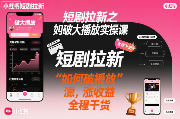 小红书短剧拉新破大播放实操技巧 提升流量增长收益干货分享