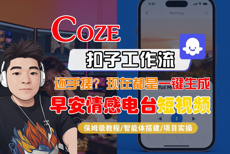 Coze扣子工作流实操教程 无代码生成早安情感电台日签省时90%