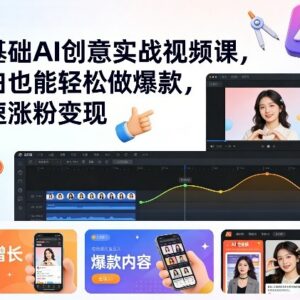 零基础AI创意视频实战课 小白可做爆款内容实现涨粉变现-雨叶虚拟资源网