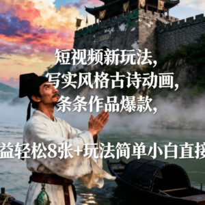 AI写实风古诗短视频玩法拆解 新手易上手可打造爆款获收益-雨叶虚拟资源网