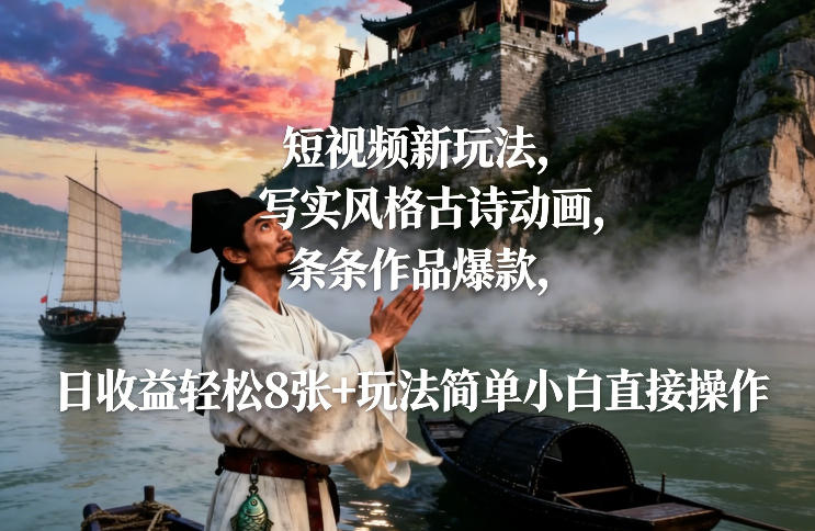 AI写实风古诗短视频玩法拆解 新手易上手可打造爆款获收益