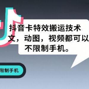 抖音卡特效搬运技术教程 支持多素材适配苹果安卓全机型-雨叶虚拟资源网