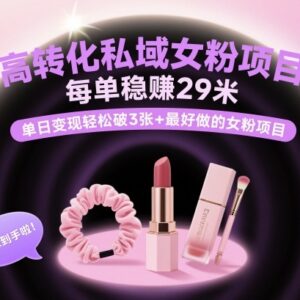 2025高转化私域女粉变现项目 新手可做单客收益稳定易操作-雨叶虚拟资源网