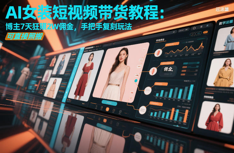 AI女装短视频带货实战教程 7天赚2万佣金玩法可直接照搬