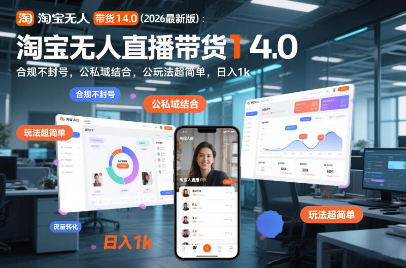 2026最新淘宝无人直播合规带货玩法 公私域结合零门槛易操作易出单