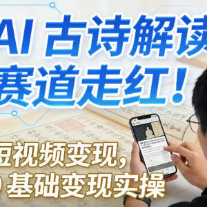 AI古诗解读短视频热门赛道解析 0基础可落地的变现实操教程-雨叶虚拟资源网