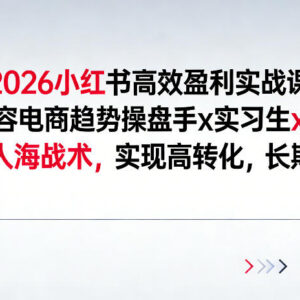 2026小红书高效盈利实战课 AI赋能实现高转化长期盈利-雨叶虚拟资源网