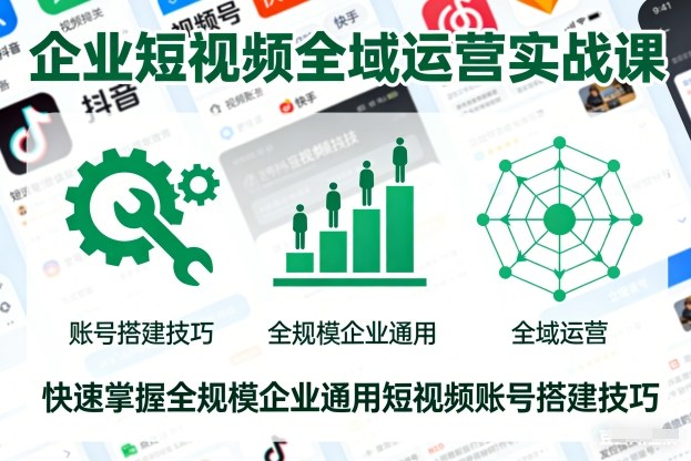 企业短视频全域运营实战课 全规模通用账号搭建运营技巧教学