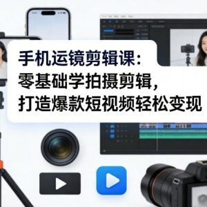 零基础手机运镜剪辑课程 新手学短视频拍摄变现全攻略-雨叶虚拟资源网