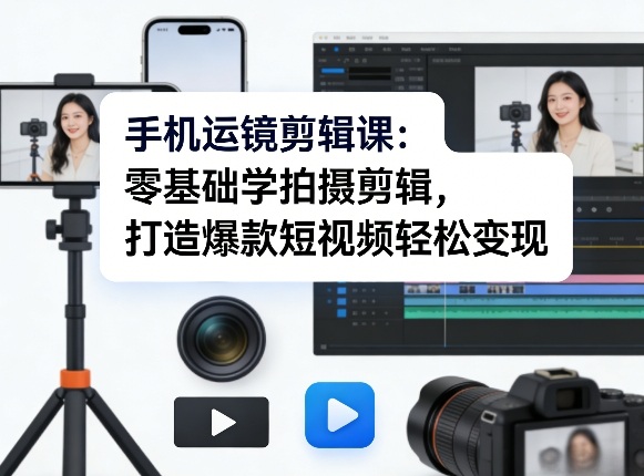 零基础手机运镜剪辑课程 新手学短视频拍摄变现全攻略