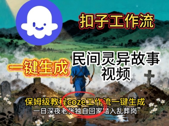 Coze扣子工作流一键生成民间灵异故事视频 零基础可学保姆级实操教程