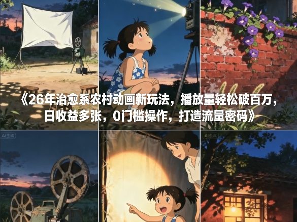 2026年治愈系农村动画新玩法 零门槛起号破播放轻松赚收益