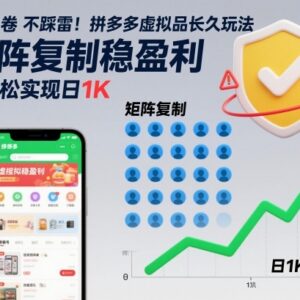 拼多多虚拟商品长久运营玩法 矩阵复制即可实现稳定盈利-雨叶虚拟资源网