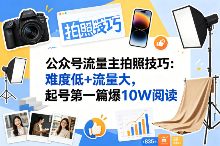 公众号拍照技巧赛道流量主玩法 低门槛高流量新手易起号变现