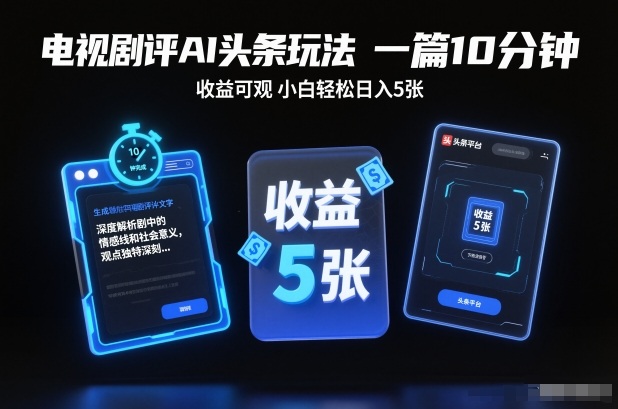 AI生成剧评发布今日头条变现玩法 零门槛小白易上手收益可观