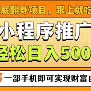 2024年底低门槛手机可做副业 小程序推广稳定增收玩法全解析-雨叶虚拟资源网