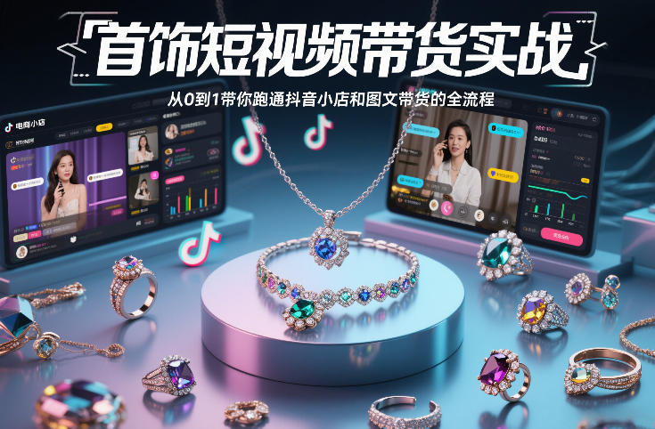 首饰带货零基础实操指南 从0到1跑通抖音小店及图文带货全流程