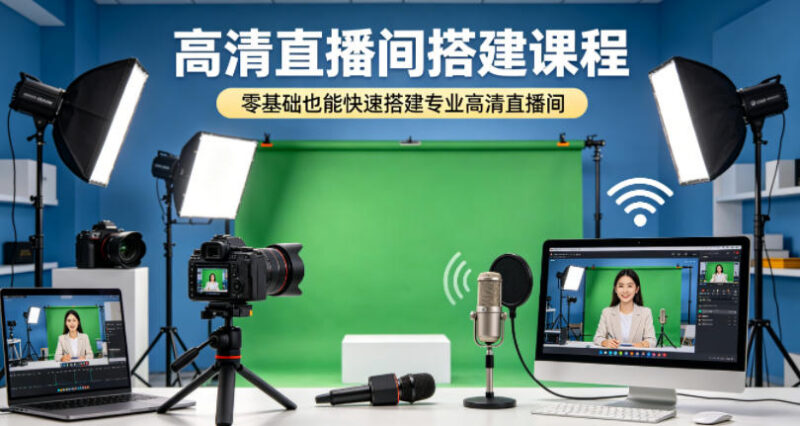 零基础高清直播间搭建课程 设备选型调试全流程实操教学