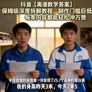 抖音离谱数学答案内容制作教程 低门槛爆款玩法全步骤拆解-雨叶虚拟资源网