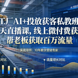 工厂AI+投放获客私教班 三天学会微付费获客拿百万流量-雨叶虚拟资源网