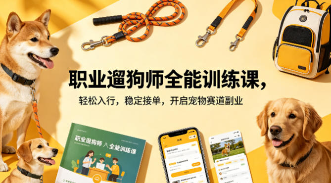 职业遛狗师全能训练课 零基础入门宠物赛道副业稳定接单