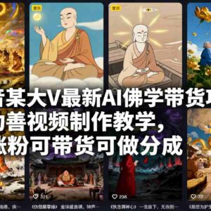 AI佛学劝善视频制作教学 抖音涨粉带货变现项目实操教程-雨叶虚拟资源网