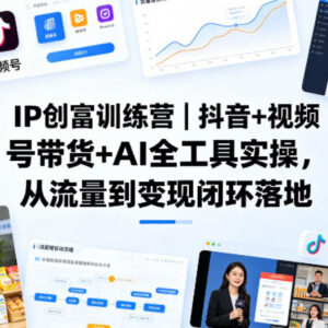 IP创富训练营 抖音视频号带货+AI工具实操从流量到变现教程-雨叶虚拟资源网