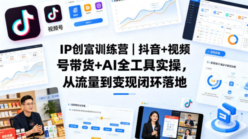 IP创富训练营 抖音视频号带货+AI工具实操从流量到变现教程
