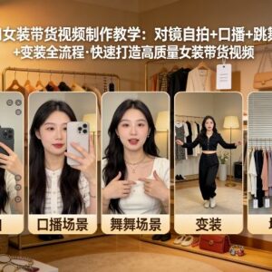 AI女装带货视频全流程制作教学 覆盖对镜自拍变装等多类型-雨叶虚拟资源网