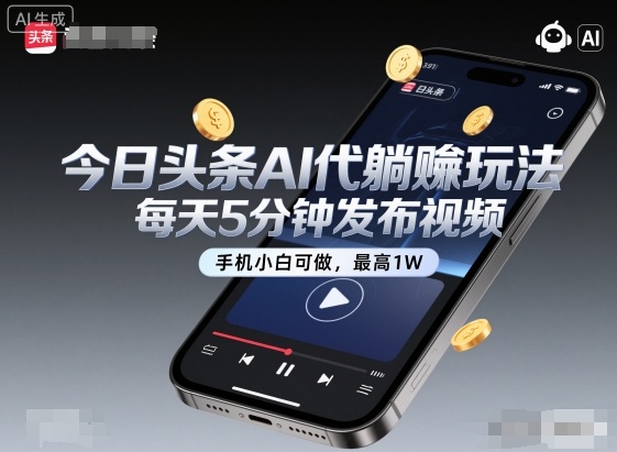 今日头条AI代运营躺赚玩法 小白每天5分钟手机操作即可赚收益