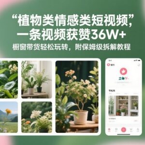 植物情感类短视频带货实操拆解 单条获赞36万变现教程分享-雨叶虚拟资源网