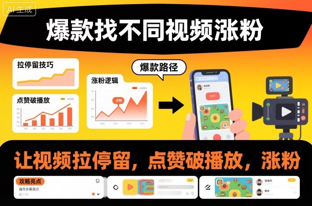 找不同类爆款短视频制作教程 拉停留涨粉破播放实操教学