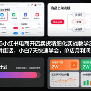 2025小红书电商开店精细化实战教程 小白7天掌握单店盈利方法-雨叶虚拟资源网