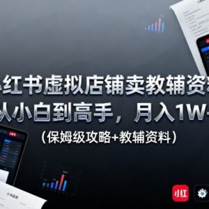 小红书虚拟店卖教辅资料实操攻略 小白从0到1月入过万教程-雨叶虚拟资源网