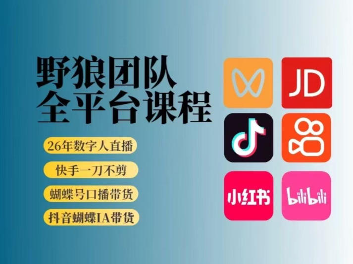 2026野狼团队全平台AI短视频带货教学 零基础系统实操提升课